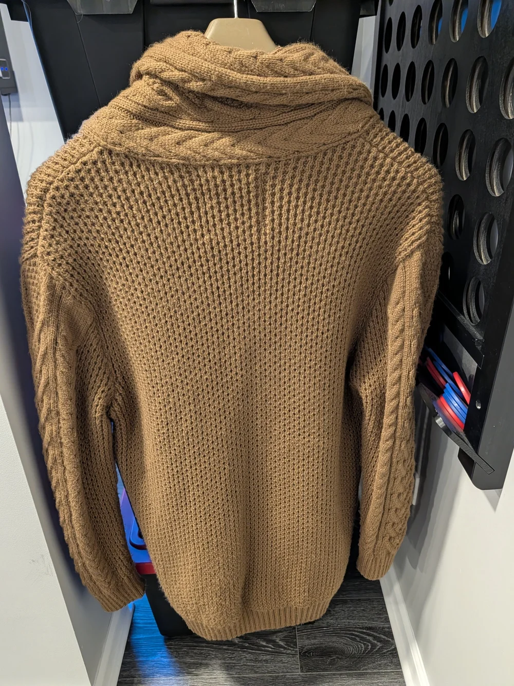 Men's Cable-Knit Shawl Collar Sweater Cardigan - Brown